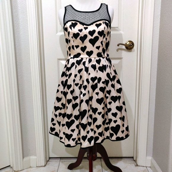 Modcloth Vintage Black Heart Dress. Size S - Picture 2 of 6